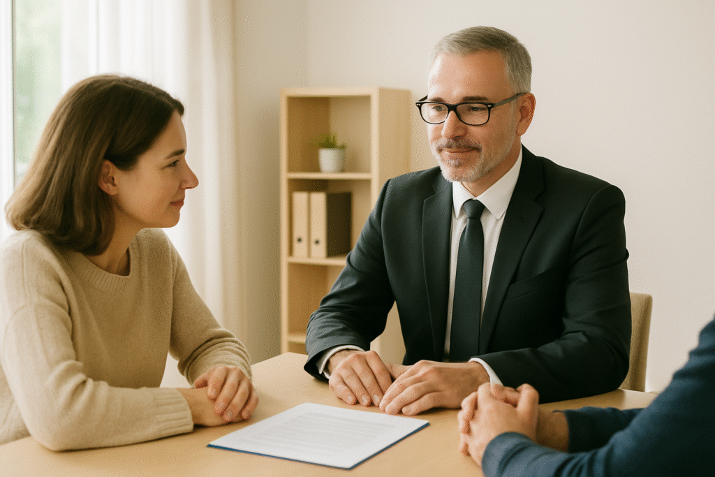 Family speaking with a local funeral director