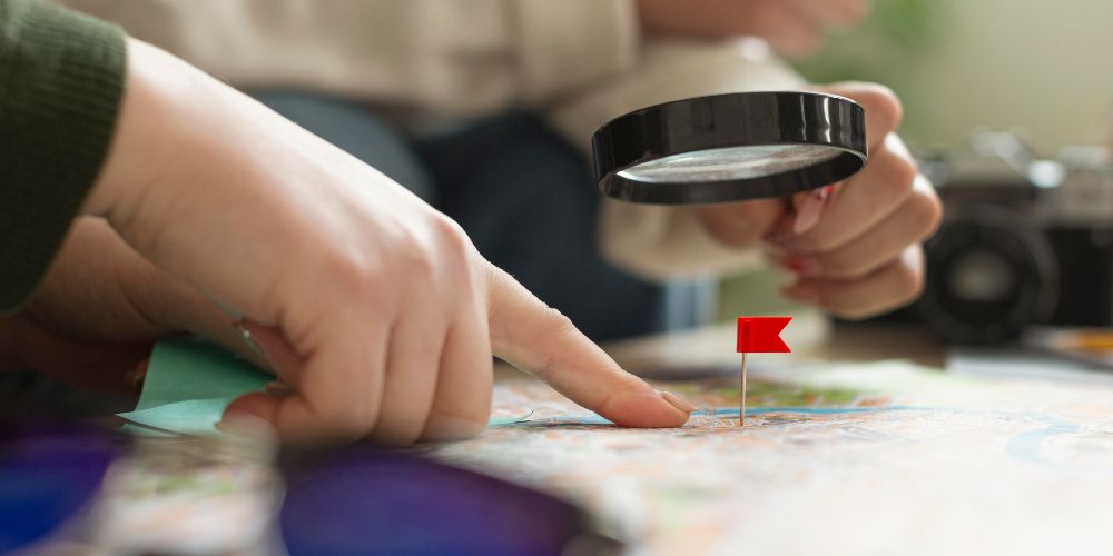 funeral director choosing location targeting for google ads on a map